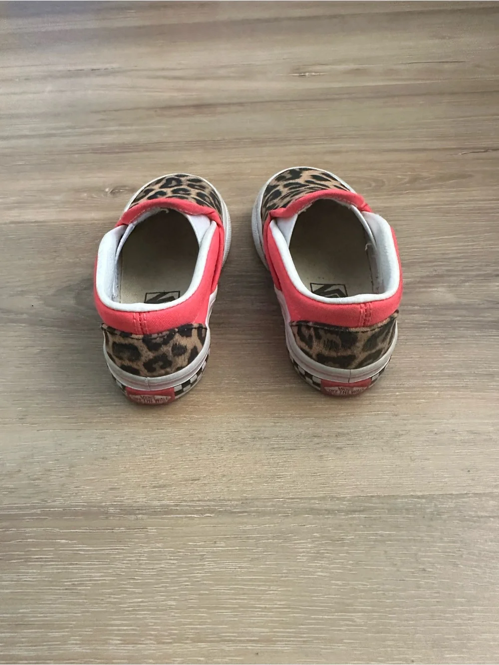 Vans Leopard Toddler Slip On Shows Hot Pink & Checkered Details